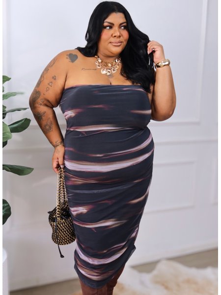 Plus Size Vestido De Tule Tubinho Vestido Longo De Festa Plus Size