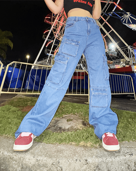 Calça cargo jeans
