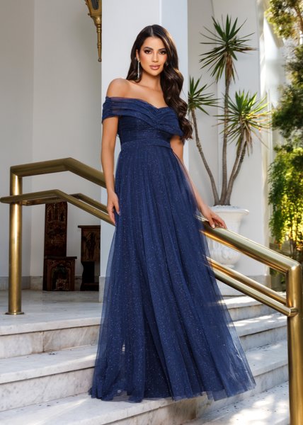 Tule Vestido De Madrinha De Casamento Ombro A Ombro Vestido De