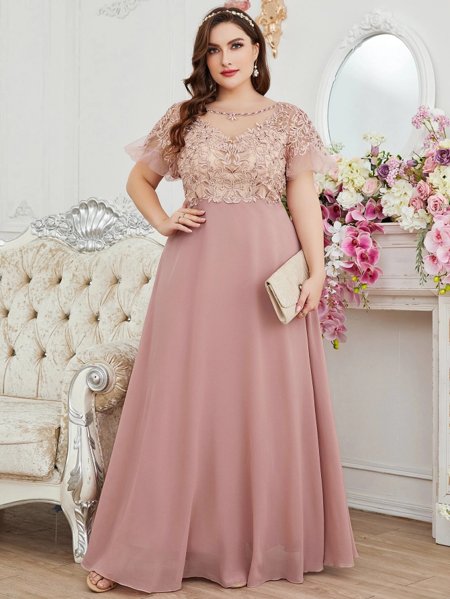 Plus Size Vestido Casamento Civil Rose Vestido Madrinha Casamento
