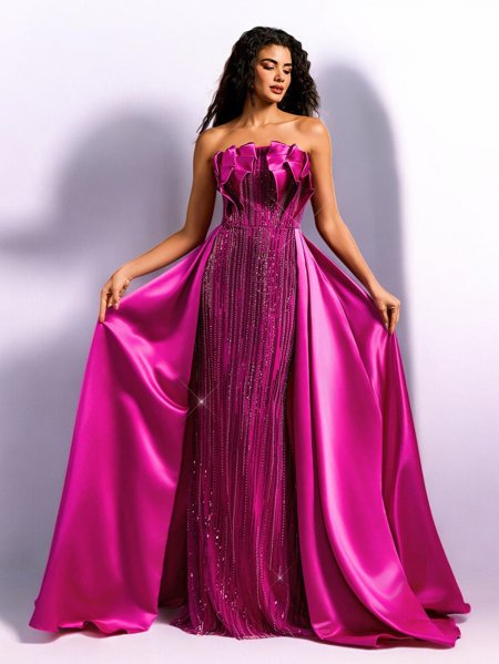 Vestido de Festa Super Luxo Paetê com Faixa Farm