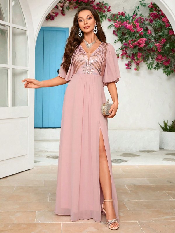 Vestido de Festa Plus Size Lantejoulas Cibelly Aurea Dress