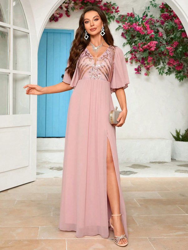 Vestido de Festa Plus Size Lantejoulas Cibelly Aurea Dress