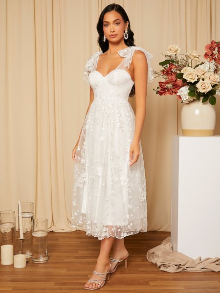 Vestido de Noiva Curto Bordado Floral Aurea Dress Loja de