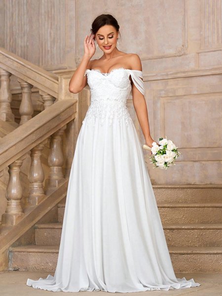 Vestido de Noiva Ombro a Ombro Renda Aurea Aurea Dress Loja de