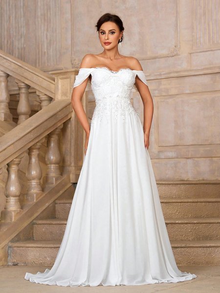 Vestido de Noiva Ombro a Ombro Renda Aurea Aurea Dress Loja de