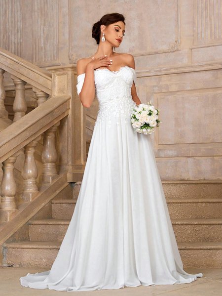 Vestido de Noiva Ombro a Ombro Renda Aurea Aurea Dress Loja de