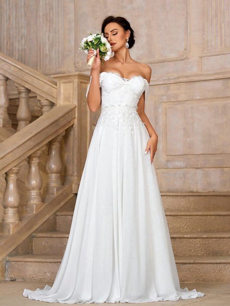 Vestido de Noiva Ombro a Ombro Renda Aurea Aurea Dress Loja de