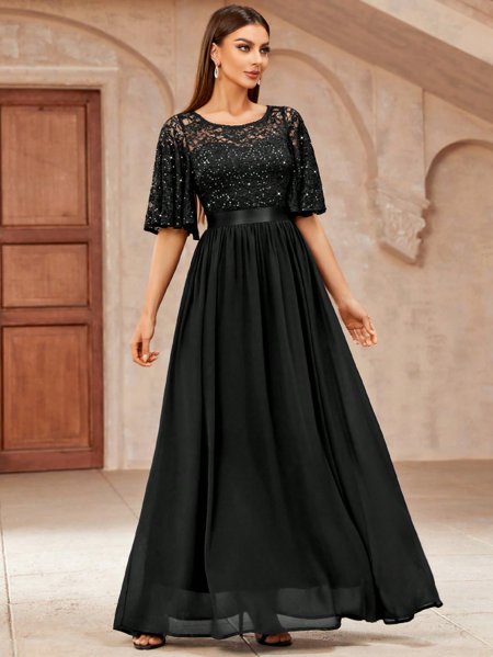 Vestido Longo de Festa com Renda Elegante Aurea Dress Loja de