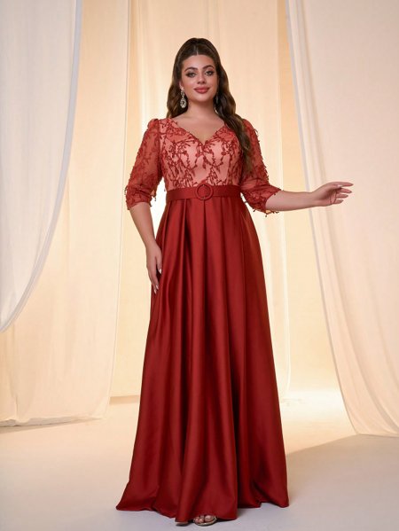 Terracota Vestido De Festa Plus Size Comprar Online Terracota