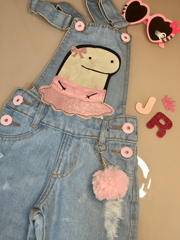 Macacao longo jeans 2024 infantil