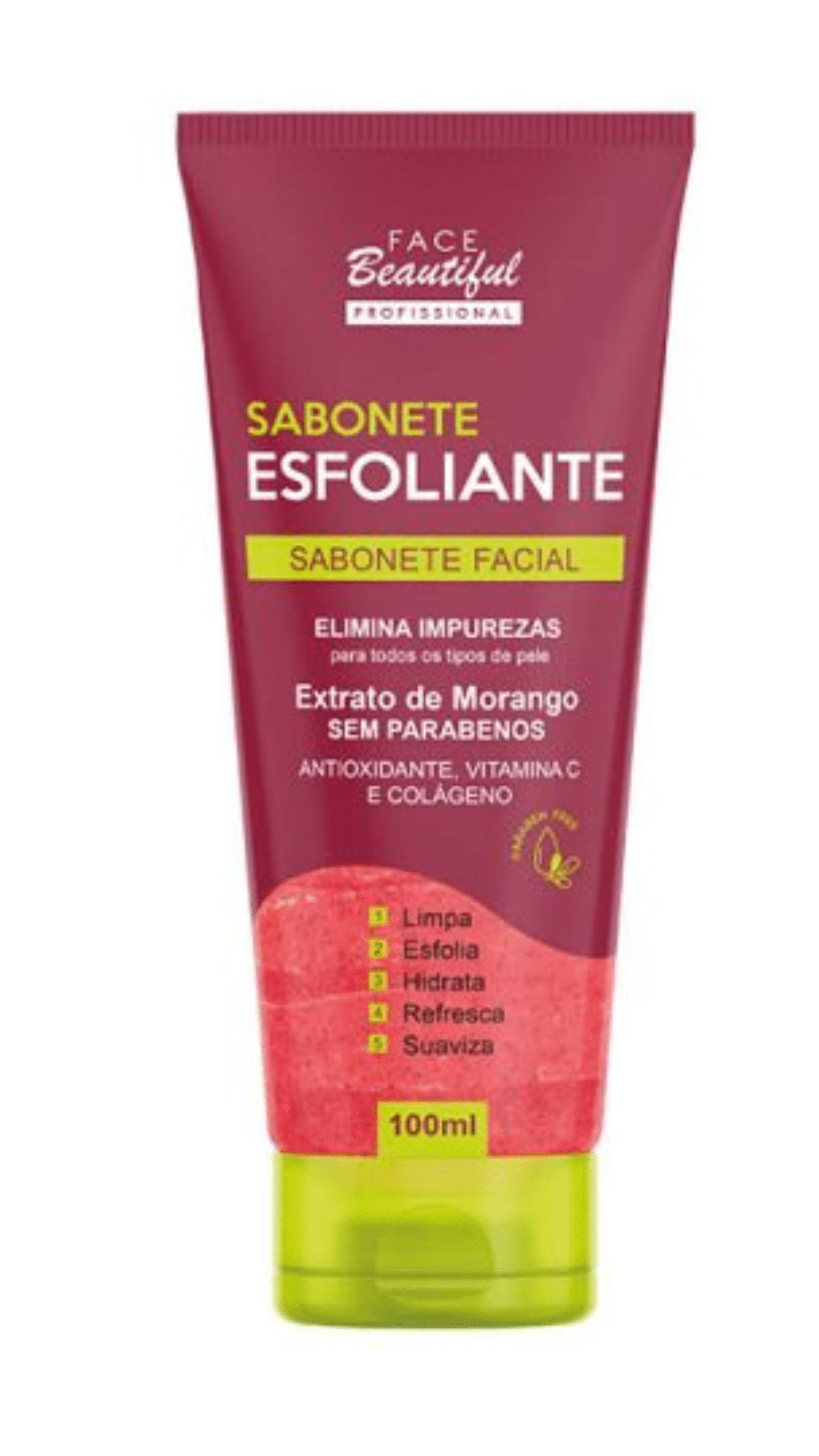 Sabonete Esfoliante Facial Extrato de Morango -  Face Beautiful
