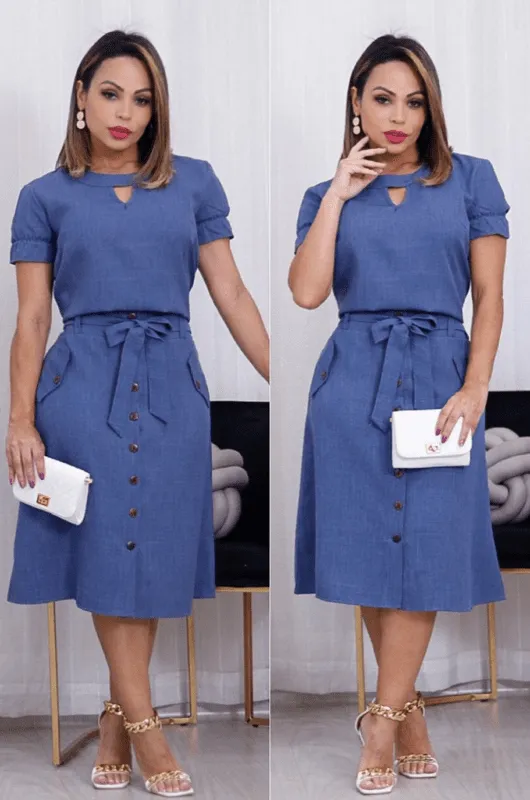 Conjunto de saia e blusa hot sale de linho