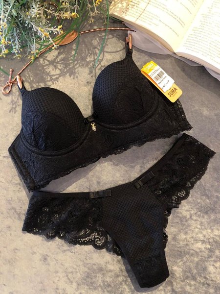 Conjunto lingerie de renda com pingente 847