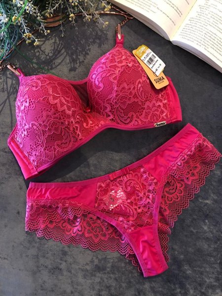 Conjunto lingerie de renda e microfibra 893