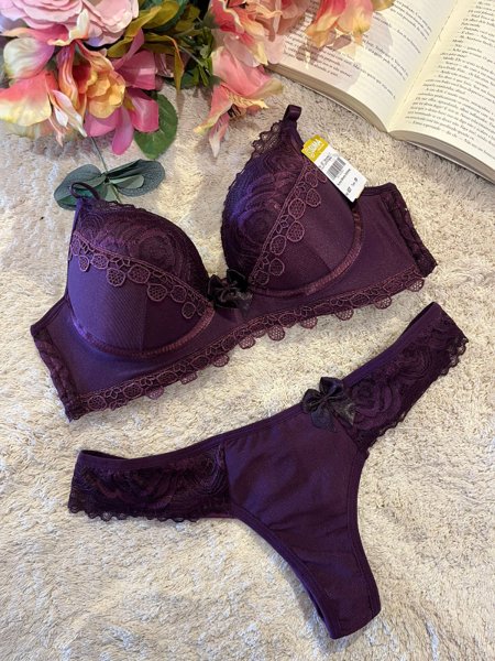 Conjunto lingerie com bojo guipir e renda 827