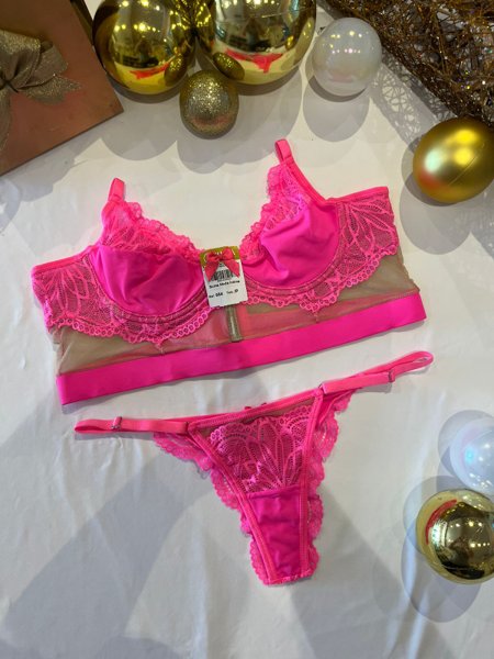 Conjunto sutiã sem bojo com aro de tule e renda 954