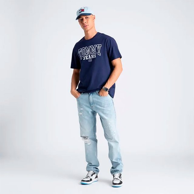Camiseta Tommy Jeans Masculina Azul Marinho College Color - Loja Battisti