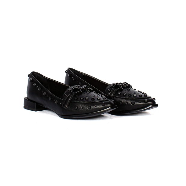 Sapato Invoice Feminino Mocassim Spike Preto - Loja Battisti | Loja Battisti