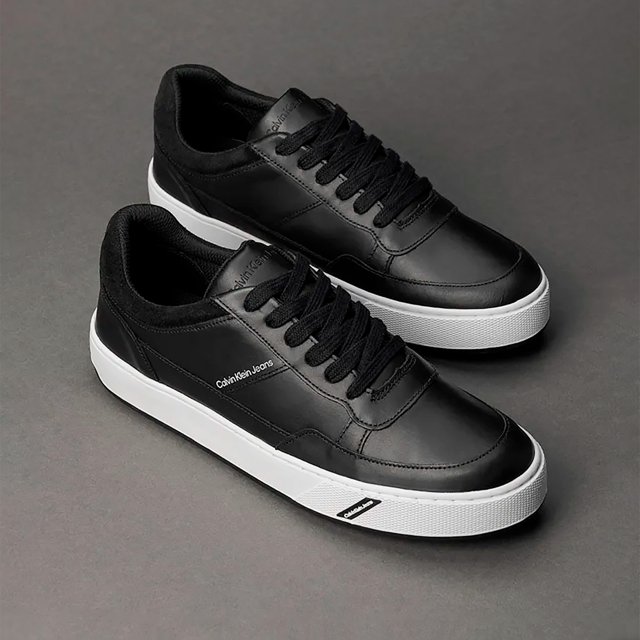 Tenis Calvin SapatÃªnis Couro Calvin Klein Logo Preto Tênis Calvin