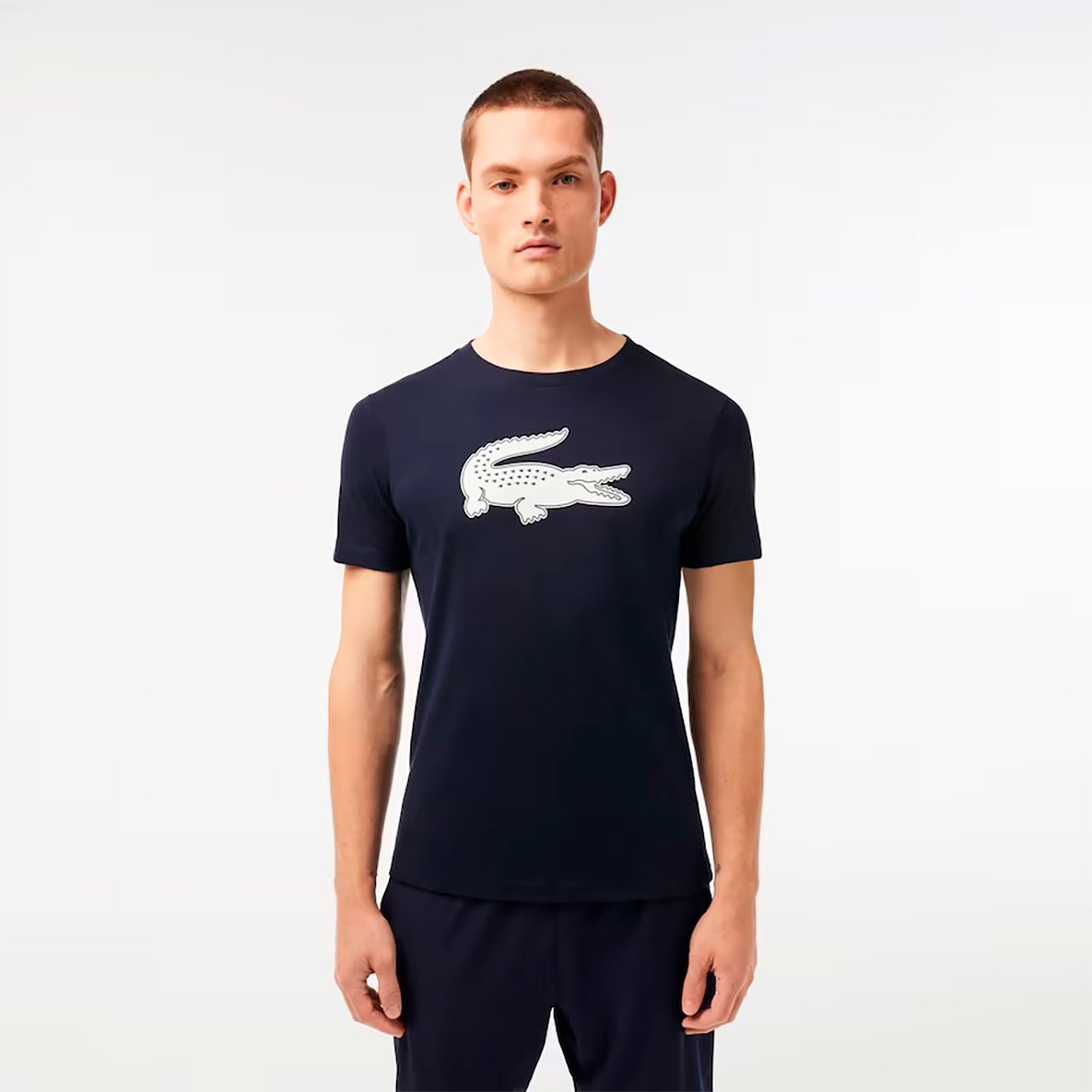 Camiseta Lacoste Masculina Regular Fit Ultra Dry Croco Grande Azul