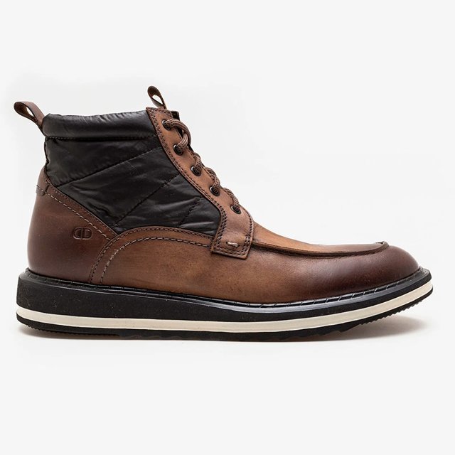 Sapato Bota Masculino Bota Couro Democrata Recortes Preta Bota