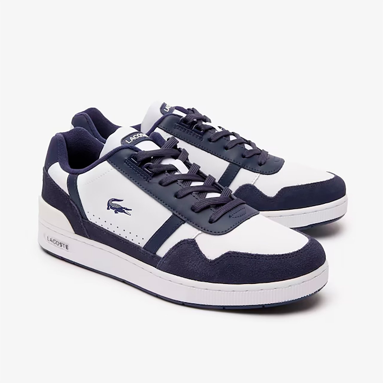 Tênis Lacoste Masculino T-Clip Branco Azul Marinho- Loja Battisti