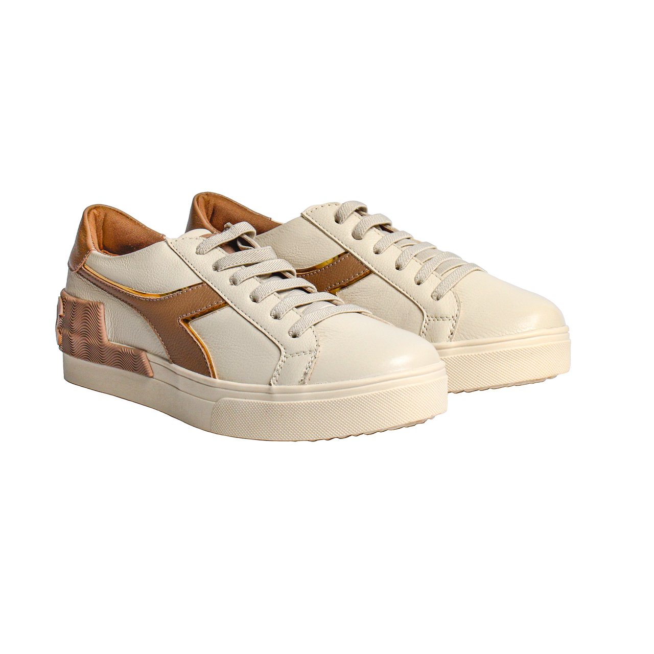 カオリ Tênis Orcade Feminino Couro Off White Castor - Loja Battisti