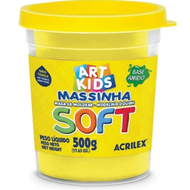 MASSINHA DE MODELAR SOFT 500G ART KIDS AMARELO LIMÃO ACRILEX