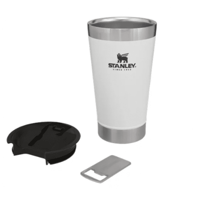 COPO TÉRMICO STANLEY COM TAMPA E ABRIDOR 473ML - BRANCOJvv Personalizados  JVV Personalizados em Barretos