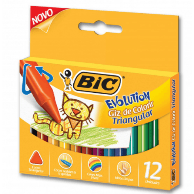 GIZ DE CERA BIC EVOLUTION TRIANGULAR COM 12 UNIDADES | Atacadão Mec