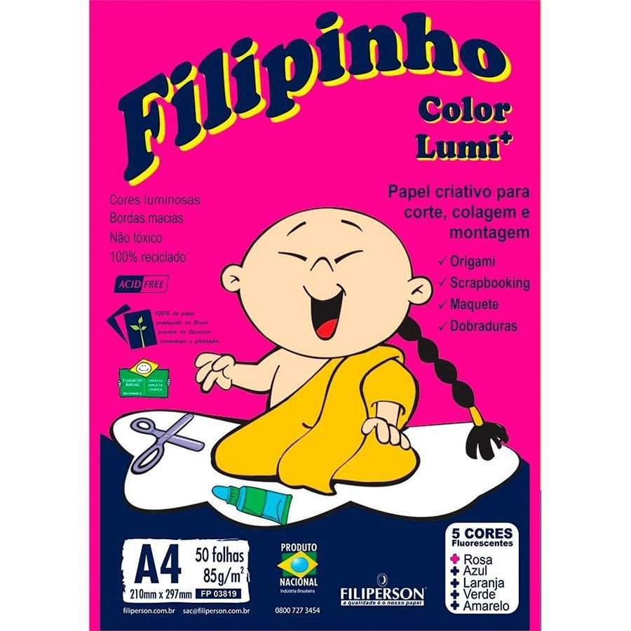 BLOCO CRIATIVE FILIPINHO COLOR LUMI COM 50 FOLHAS | Atacadão Mec
