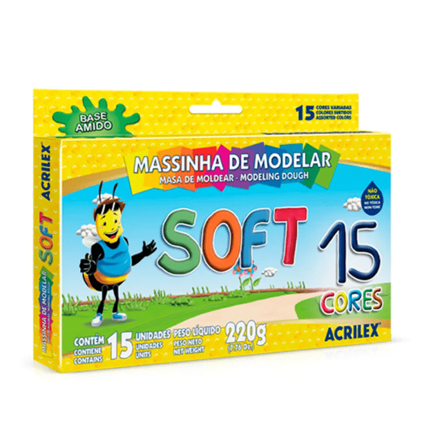 MASSA DE MODELAR ACRILEX SOFT COM 15 UNIDADES