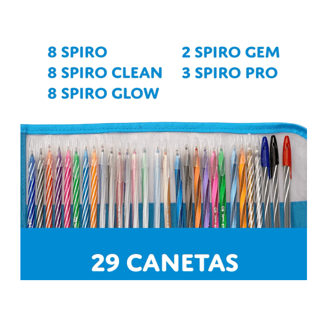 ESTOJO COM CANETAS CIS SPIRO COLOR COM 29 UNIDADES | Atacadão Mec