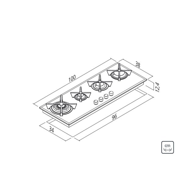 Cooktop a Gás Tramontina Design Collection Slim Glass Flat Acendimento Automático 4 Queimadores Bivolt