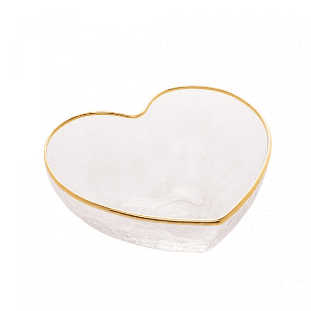 Bowl de Vidro Wolff com Borda Dourada Heart 12cm x 11cm x 5cm 