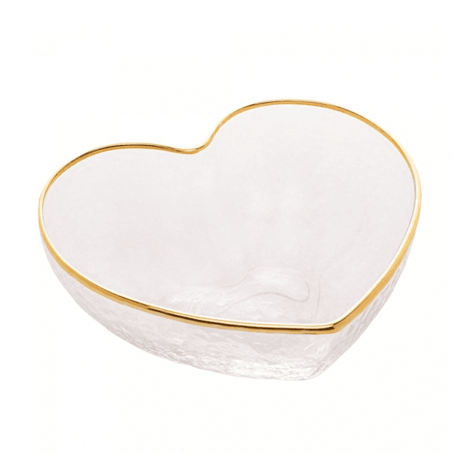 Bowl de Vidro Wolff com Borda Dourada Heart 15cm x 14cm x 6cm 