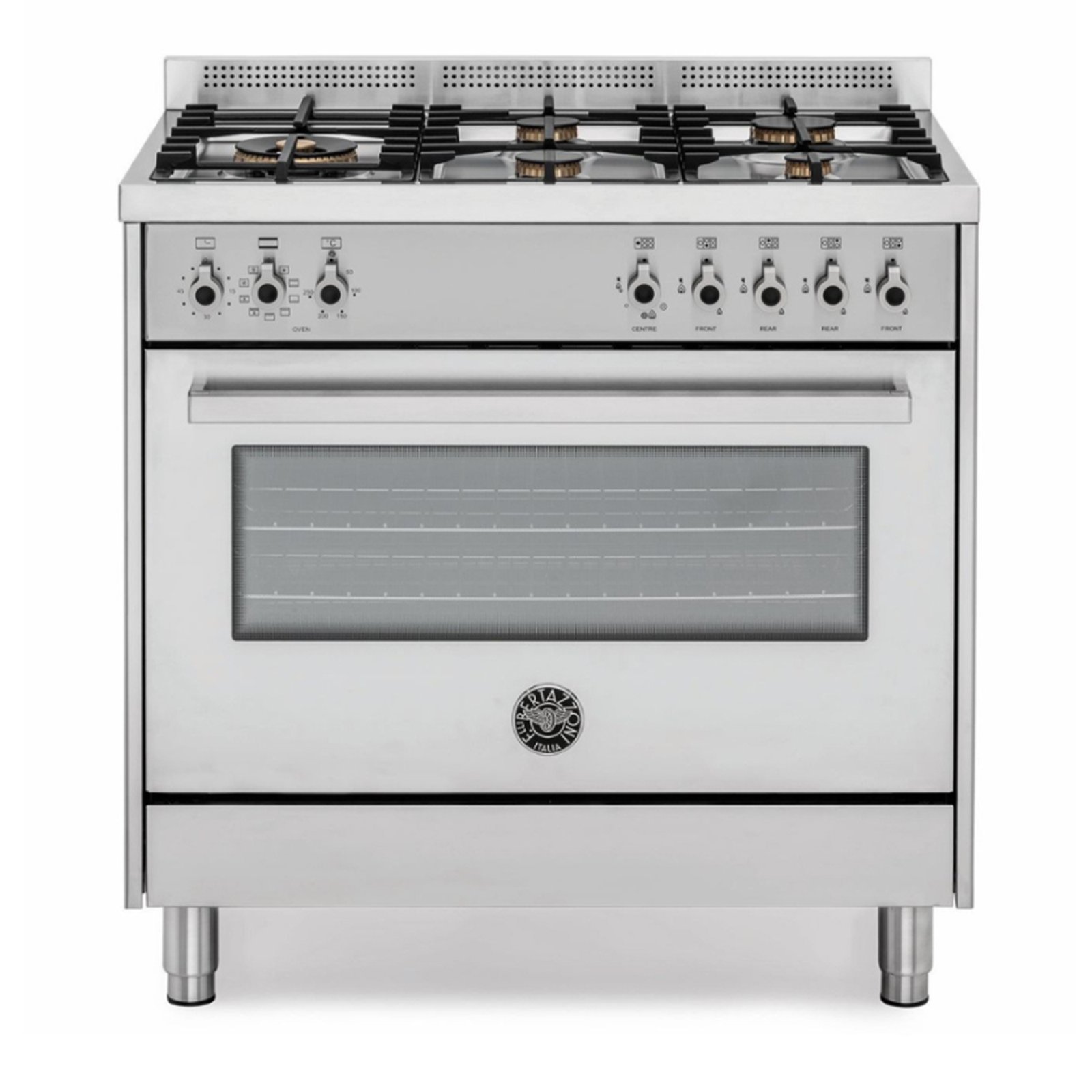 Fogão 5 Bocas Bertazzoni 90cm Professional C/ Forno Inox - 220v - Pro905gmfelxe