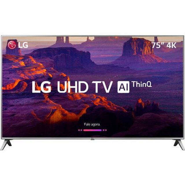 Smart TV LED 75'' Ultra HD 4K LG 75UK6520 com IPS Inteligencia Artificial ThinQ AI WI-FI Processador Quad Core e HDR10 Pro