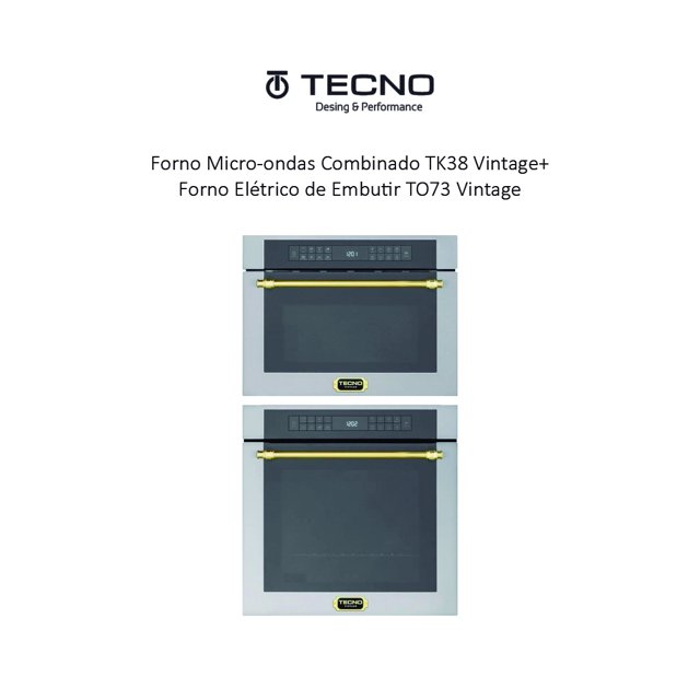 Kit Tecno Vintage Forno Micro-ondas Combinado TK38 + Forno Elétrico de Embutir TO73 220V
