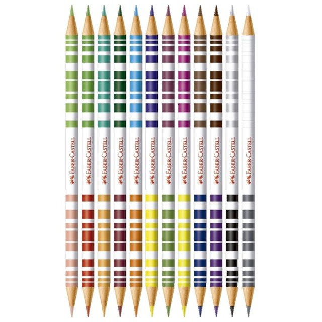 Lápis Cor 12 Ecolápis Bicolor 24 Cores + 1 Apontador + 1 Borracha