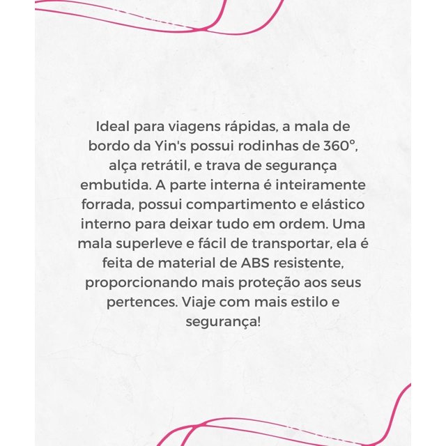 Mala de Rodinha 360º Design Riscos em ABS Tam. P Aprovada Para Bordo Yins
