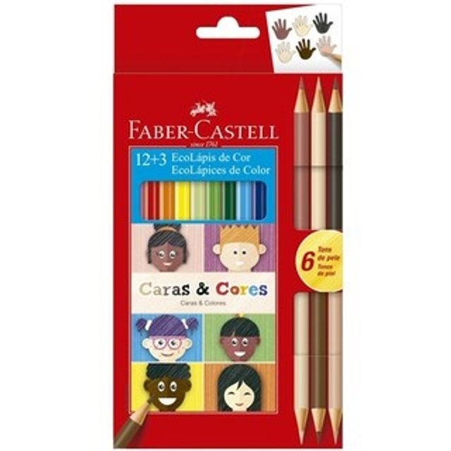 Lápis De Cores Ecolápis Caras & Cores 12+3 Faber Castell