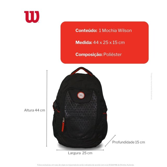 Mochila Wilson Unissex Casual Escolar Trabalho Resistente