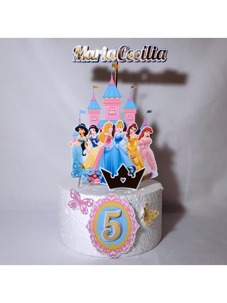 Arquivo em camadas topo de bolo Princesa Disney