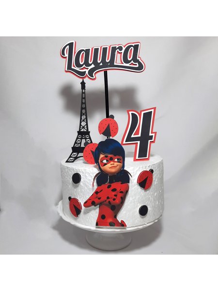 Topo De Bolo Ladybug De Papel, Topo De Bolo Ladybug, Bolo