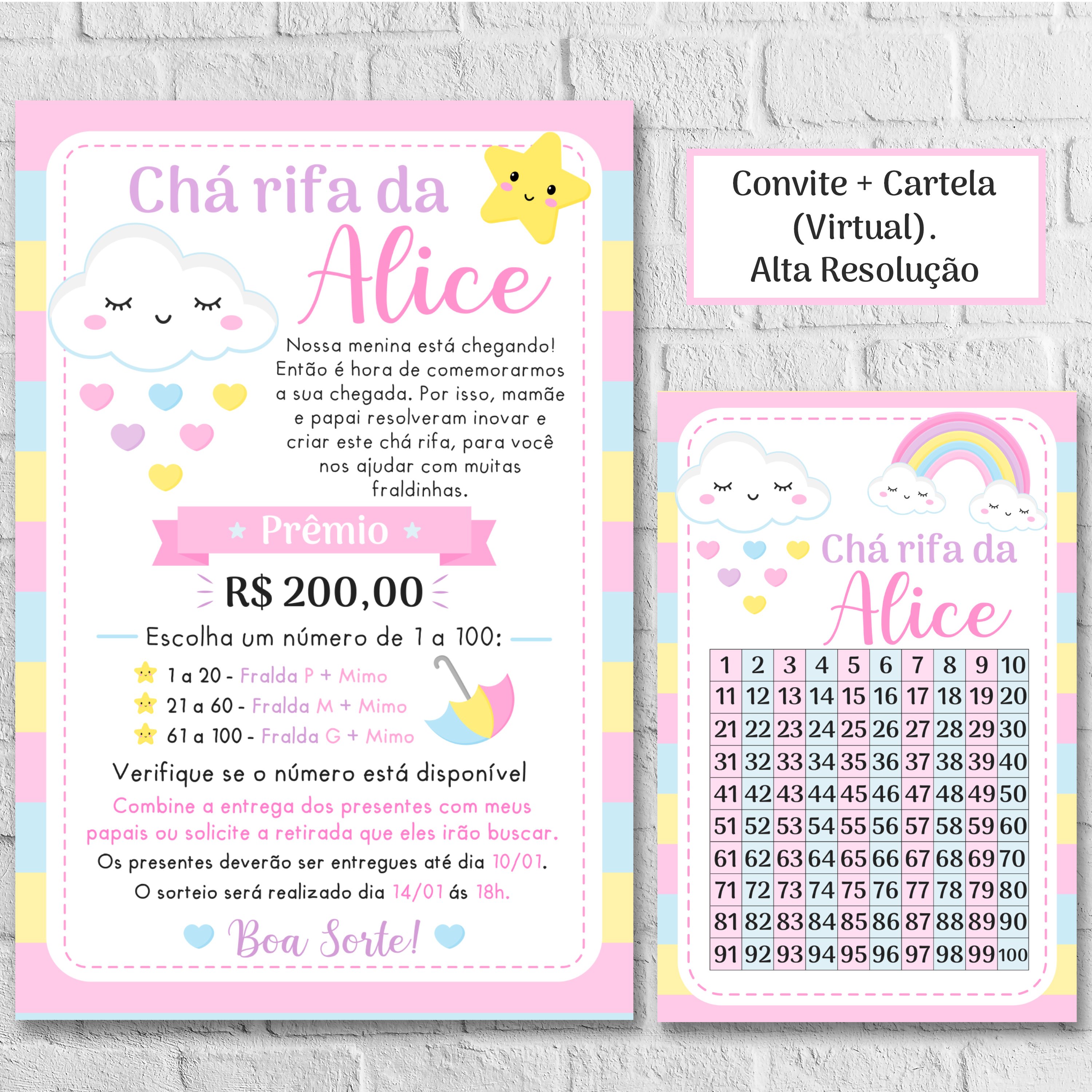 Grátis - Fazer convite online convite digital Chá de bebê Menina Ursinha  Realeza com dica mimo +