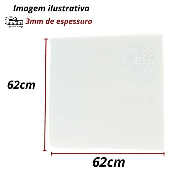 Chapa placa acrílico cast Branco 62cm X 62cm X 3mm | F R LASER