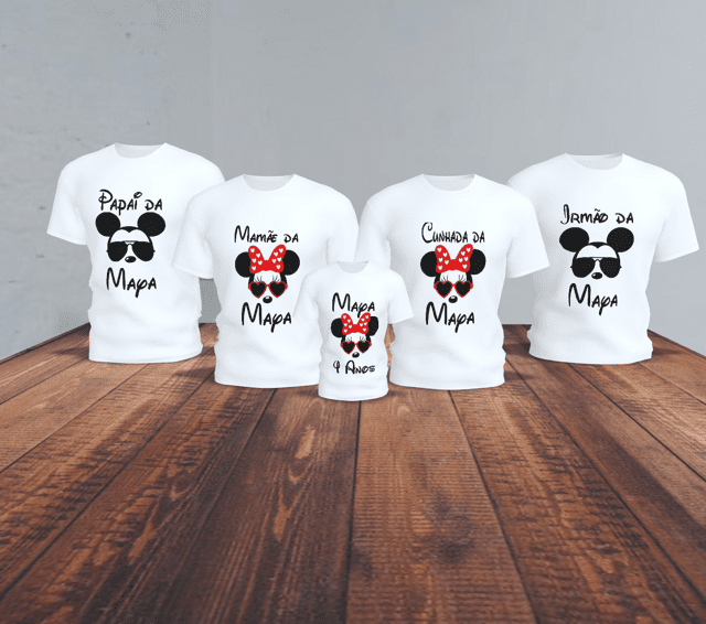Kit Familia 5 Camisetas Personalizadas Giselle Martins Art s