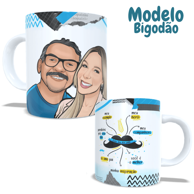 Caneca - Dia dos Pais - Caricatura Personalizada